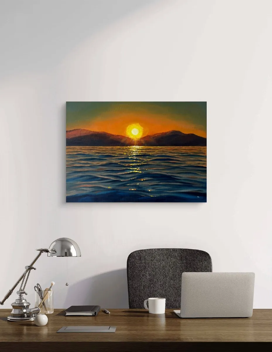 Original oil painting Sunset, Large Wall Art Sea - Image 3