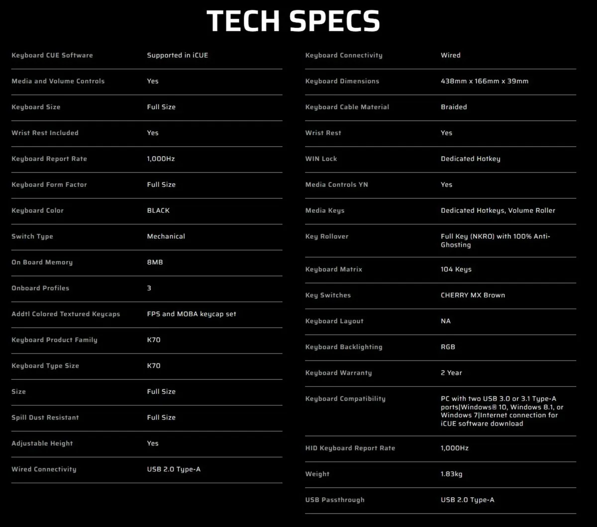 Corsair K70 RGB MK.2 Mechanical Gaming Keyboard - Image 4