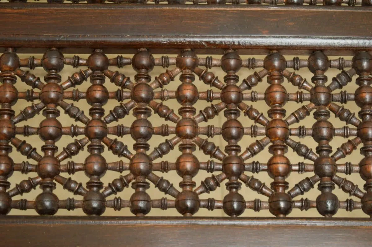 Wood Table with Intricate Lattice Carvings - Image 4