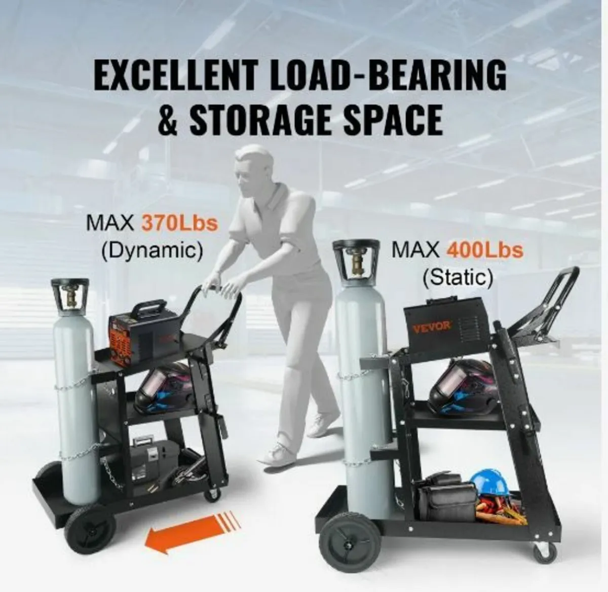 Welding Cart, 3-Tier Heavy Duty Welder Cart - Image 3