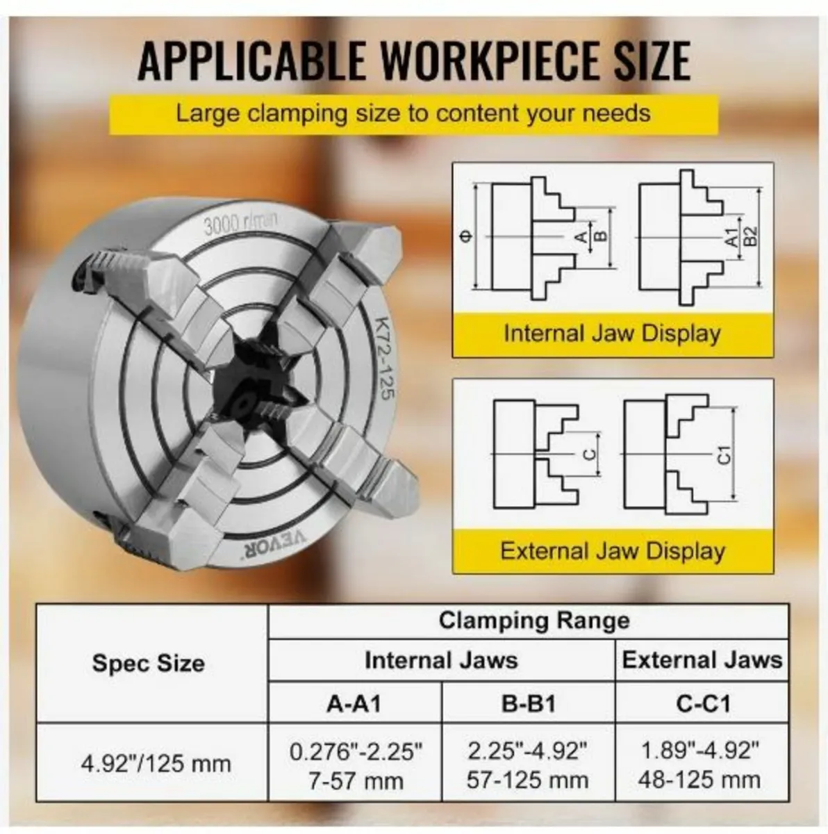 K72-125 5 Inch Lathe Chuck Independent - Image 2