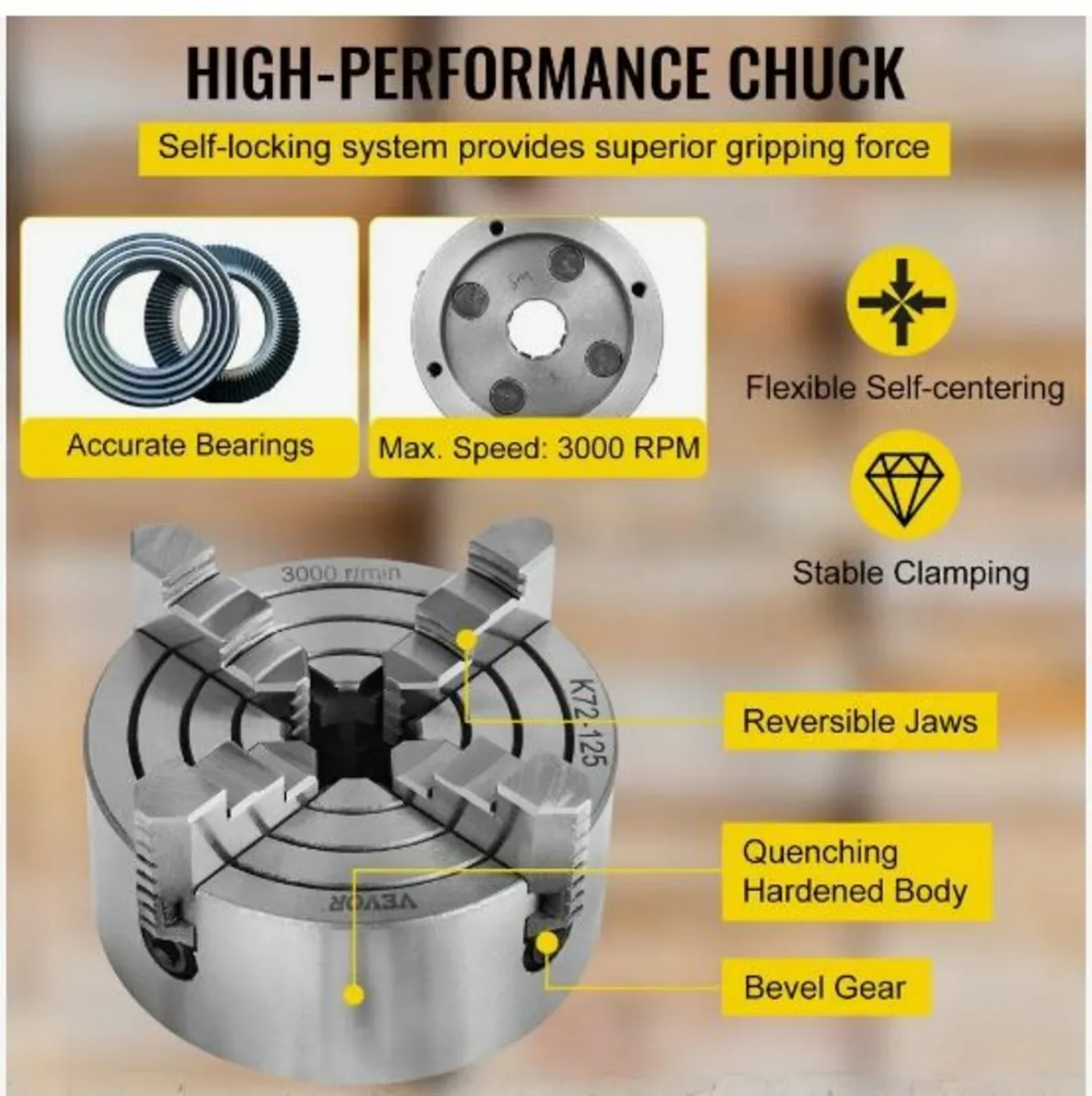 K72-125 5 Inch Lathe Chuck Independent - Image 4