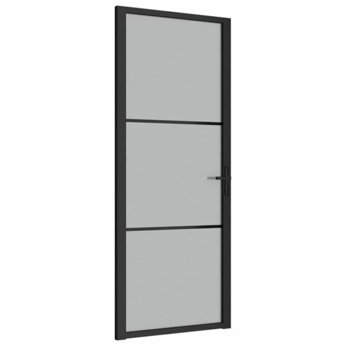 Interior Door 83x201.5 cm Black Matt Glass and Alu - Image 1