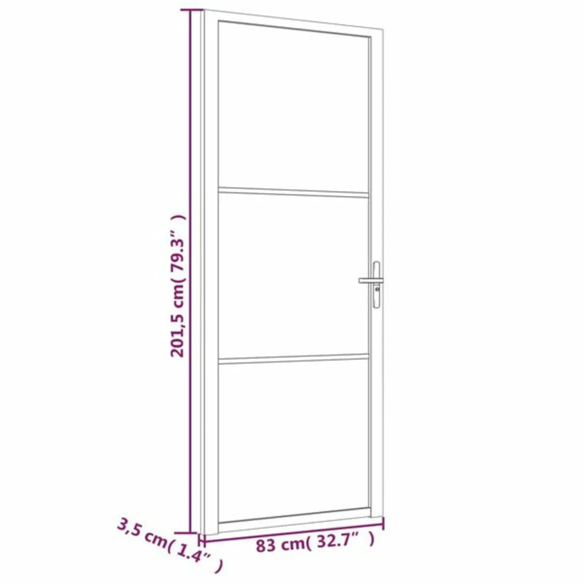 Interior Door 83x201.5 cm Black Matt Glass and Alu - Image 4