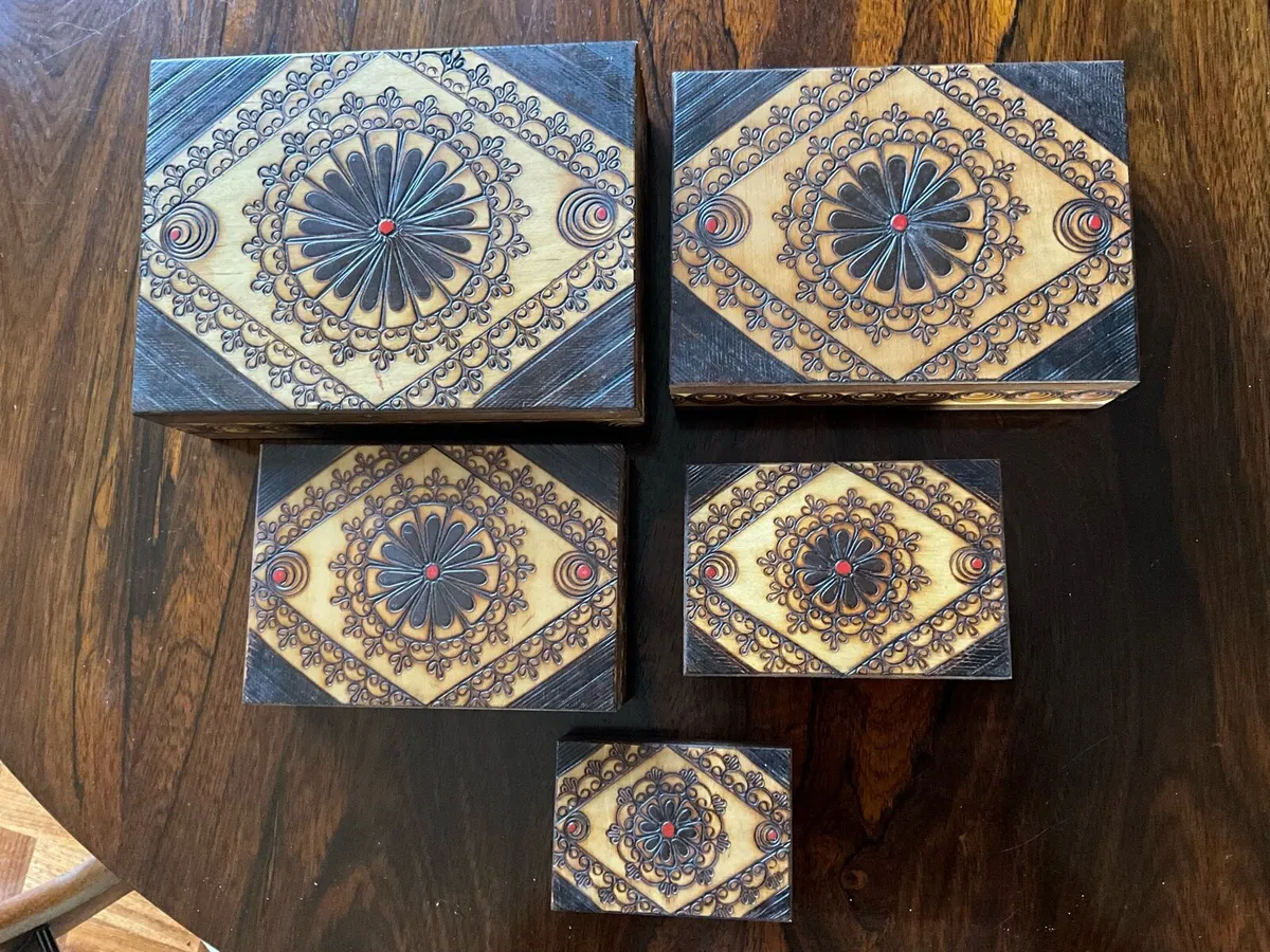 Set of 5 Decorative Wooden Boxes - Image 2