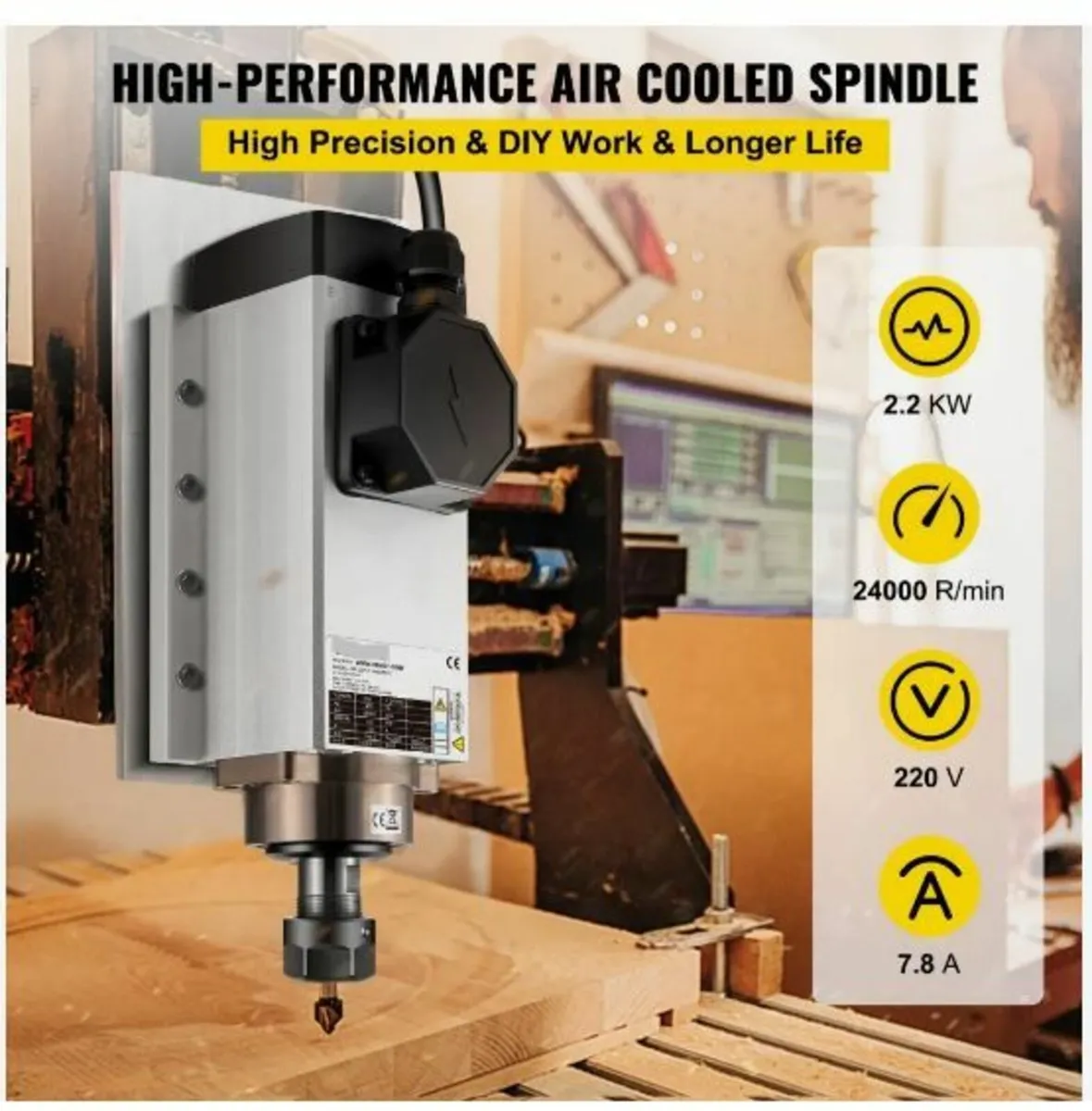 Air Cooled Spindle Motor 2.2KW CNC - Image 3