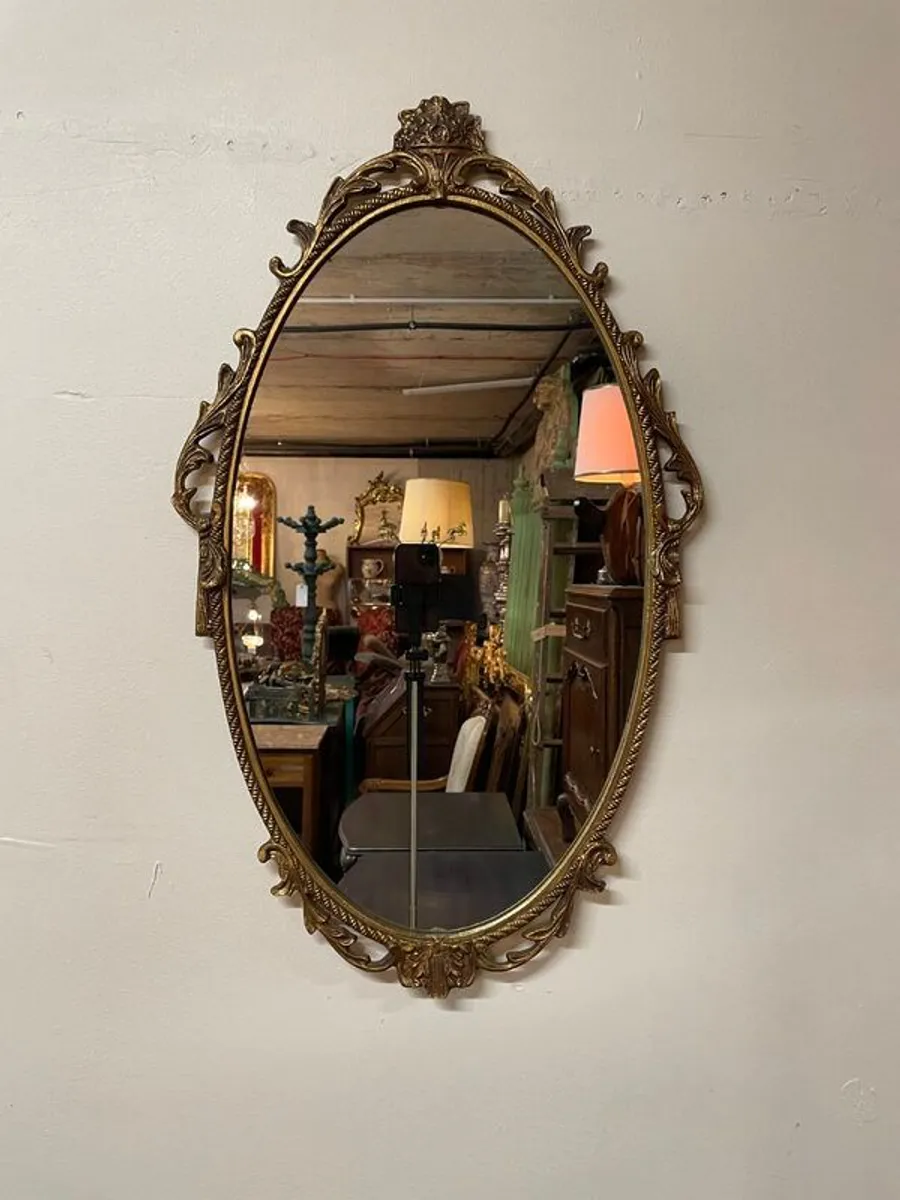 FLASH SALE ! Was 195 Now 140 ! Beautiful 1960s Brass Oval Mirror. - Image 1