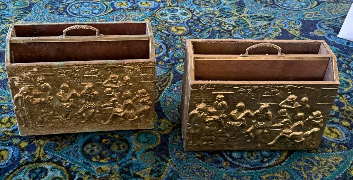 Vintage brass clad magazine racks