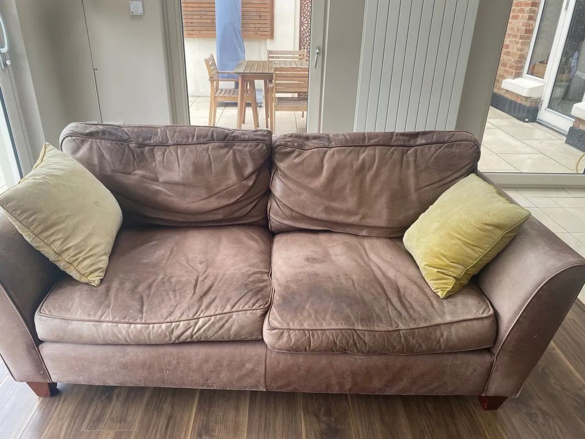 Laura Ashley Leather Sofa - Image 1