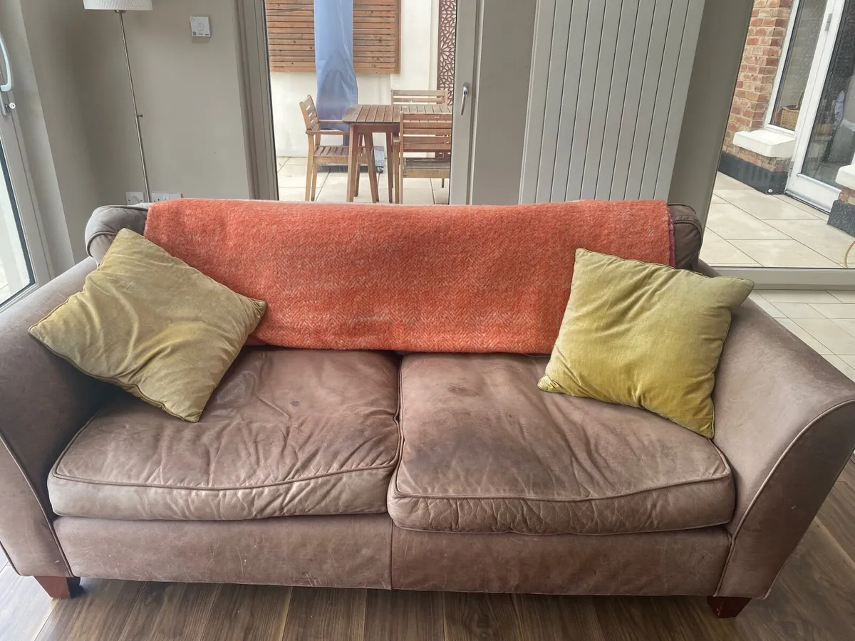 Laura Ashley Leather Sofa - Image 2