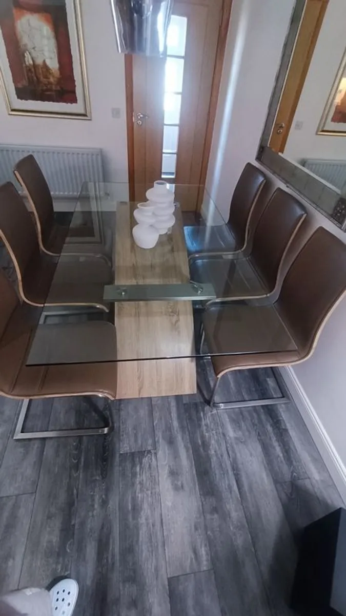Glass dining table and chairs - Image 2