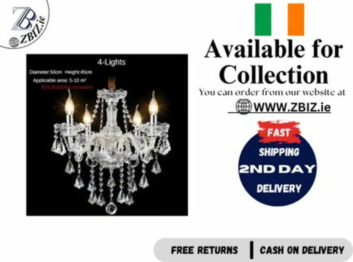 Chandelier Modern Luxury Crystal 4 Bulb - Image 1
