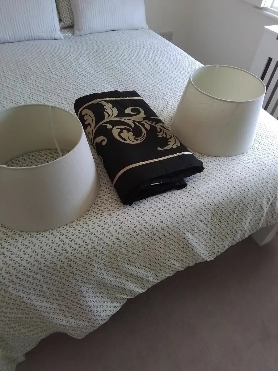 Lamp shades and bed runner
