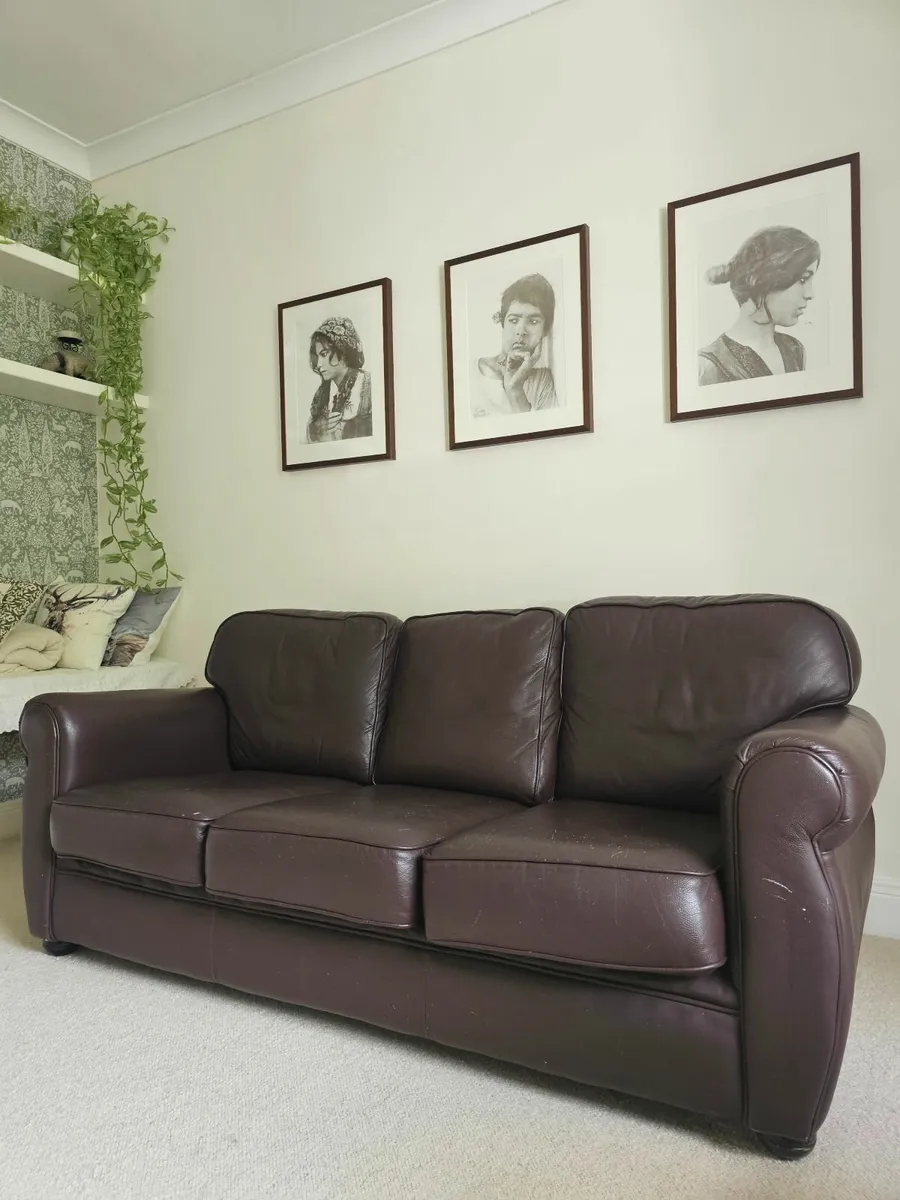 Brown Leather Sofa - Image 2