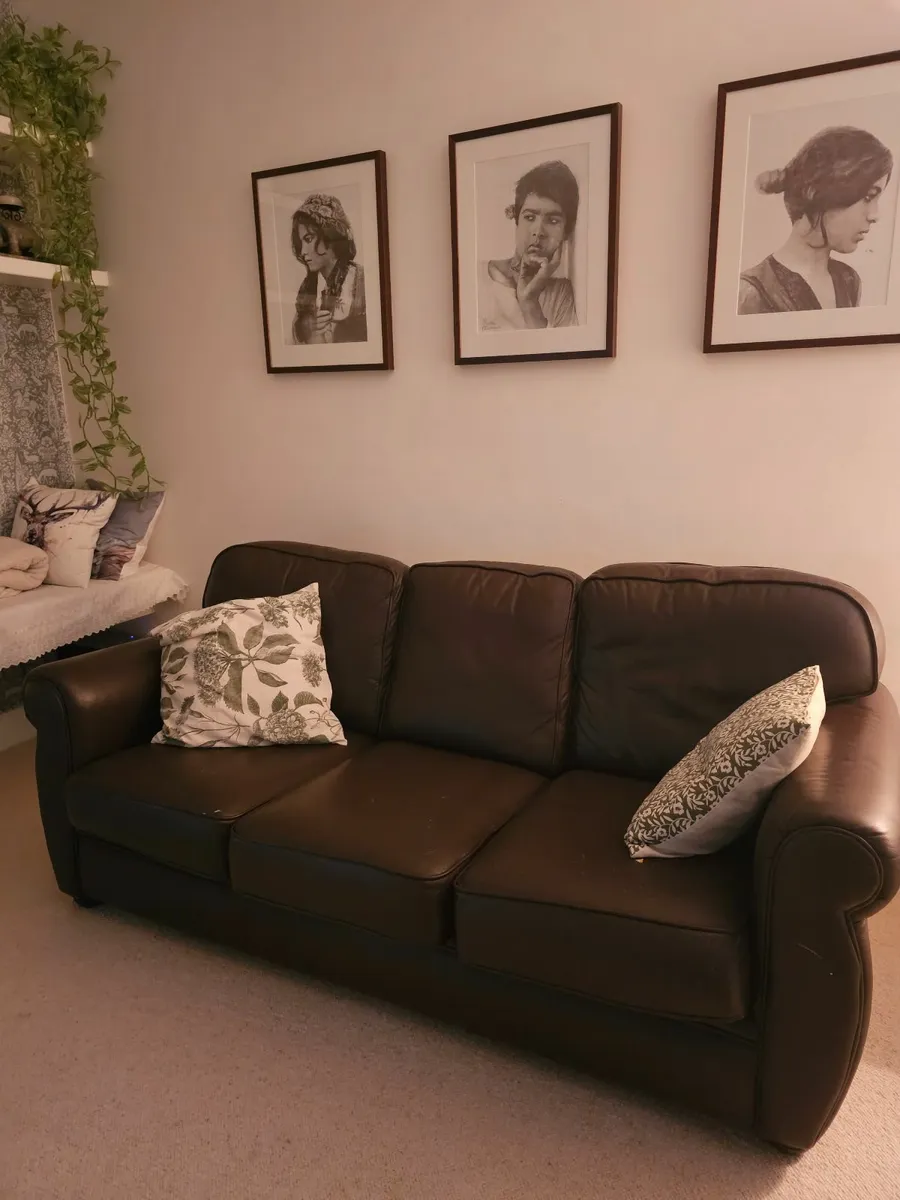 Brown Leather Sofa - Image 1