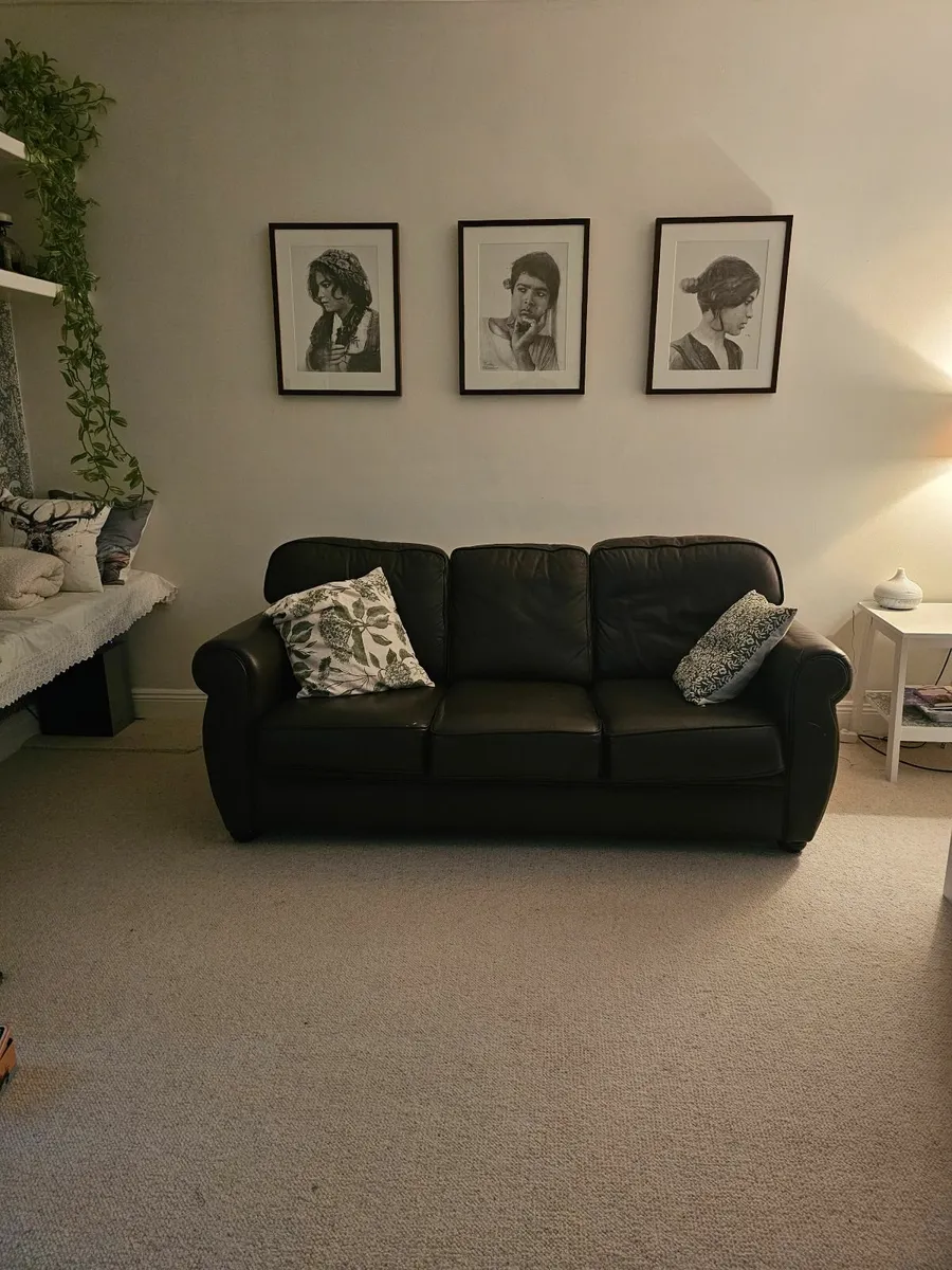 Brown Leather Sofa - Image 4