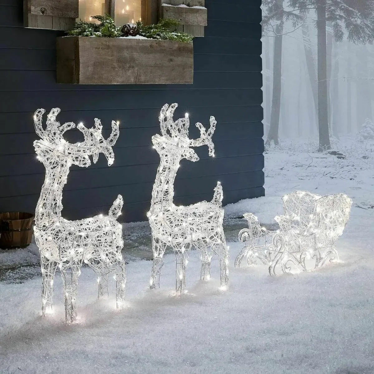 Decorative Reindeer with Sleigh Festive Display - Image 4
