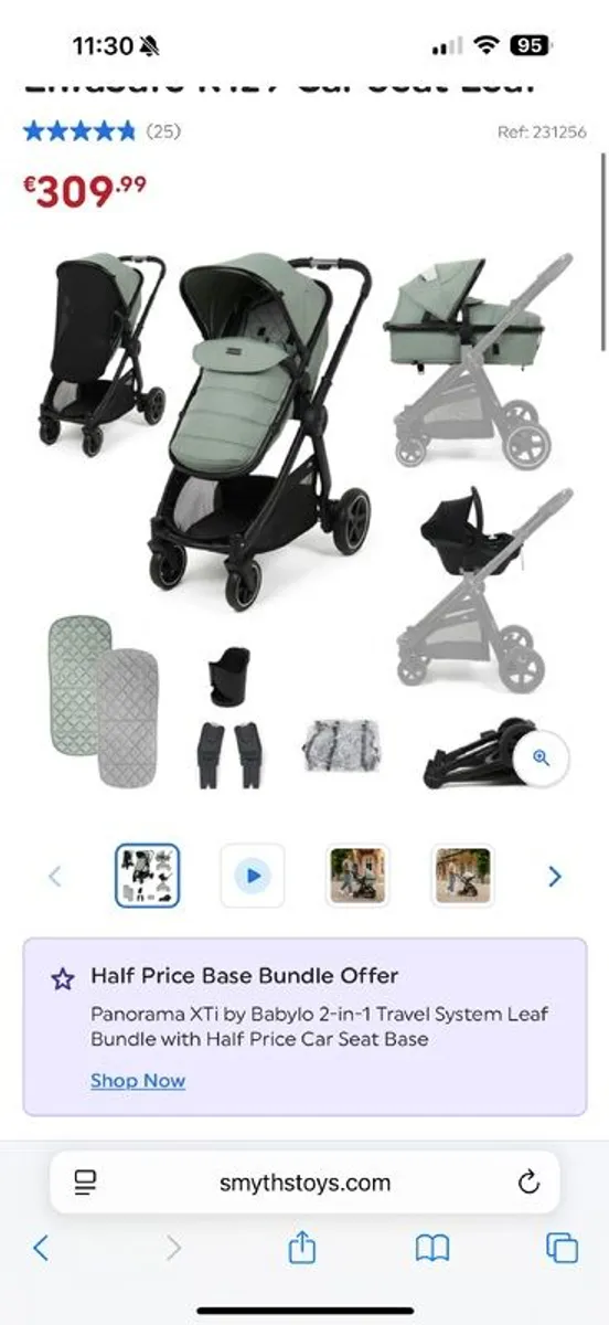 Panorama XTi by Babylo 2-in-1 Travel System Bundle and EnfaSafe R129 Car Seat Leaf - Image 1
