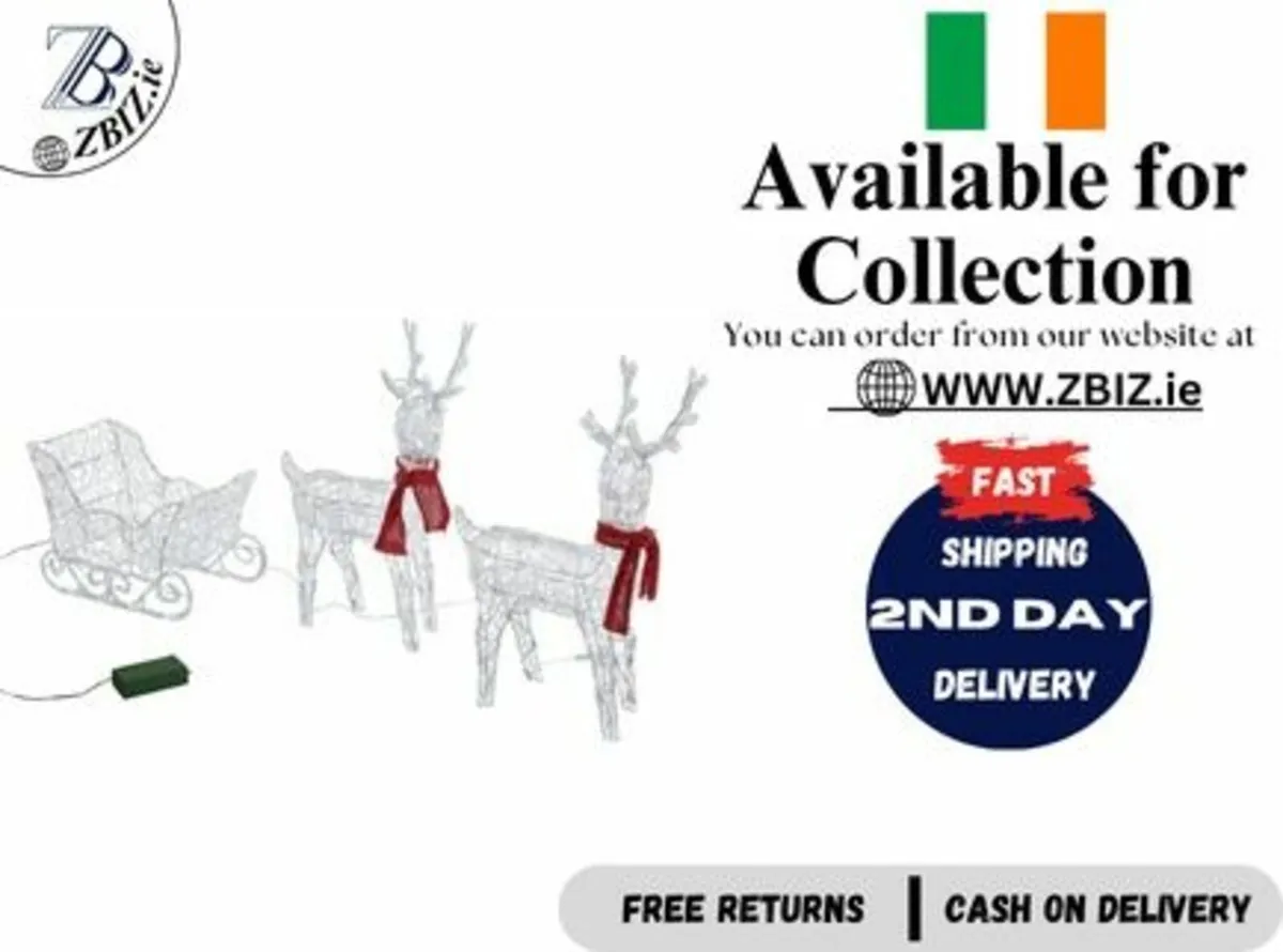 Decorative Reindeer with Sleigh Festive Display - Image 1