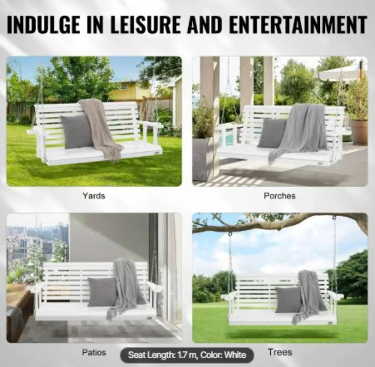 Wooden Porch Swing 5.5 ft, Patio bench swing - Image 3