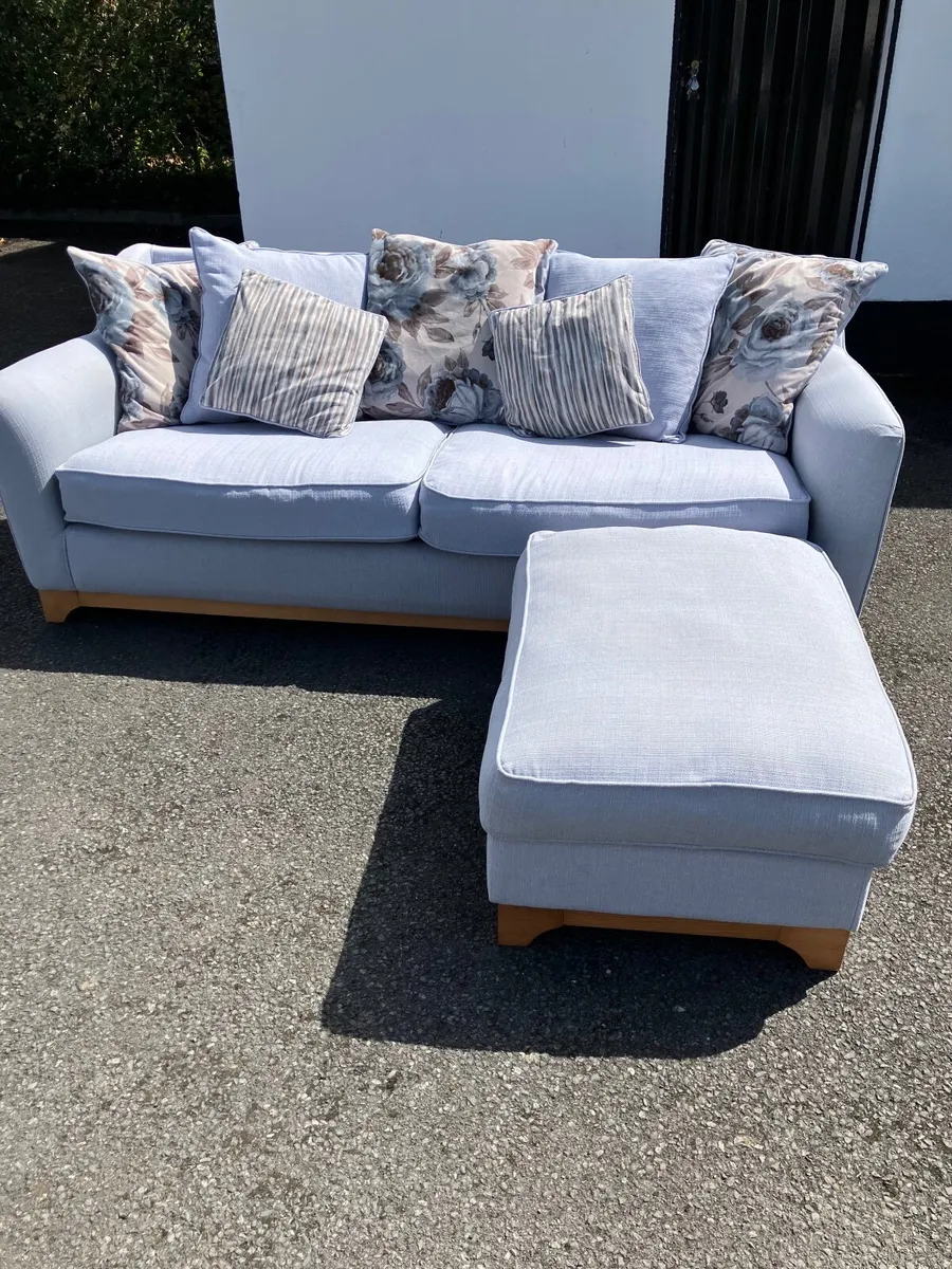 3 seater couch and pouffe - Image 2