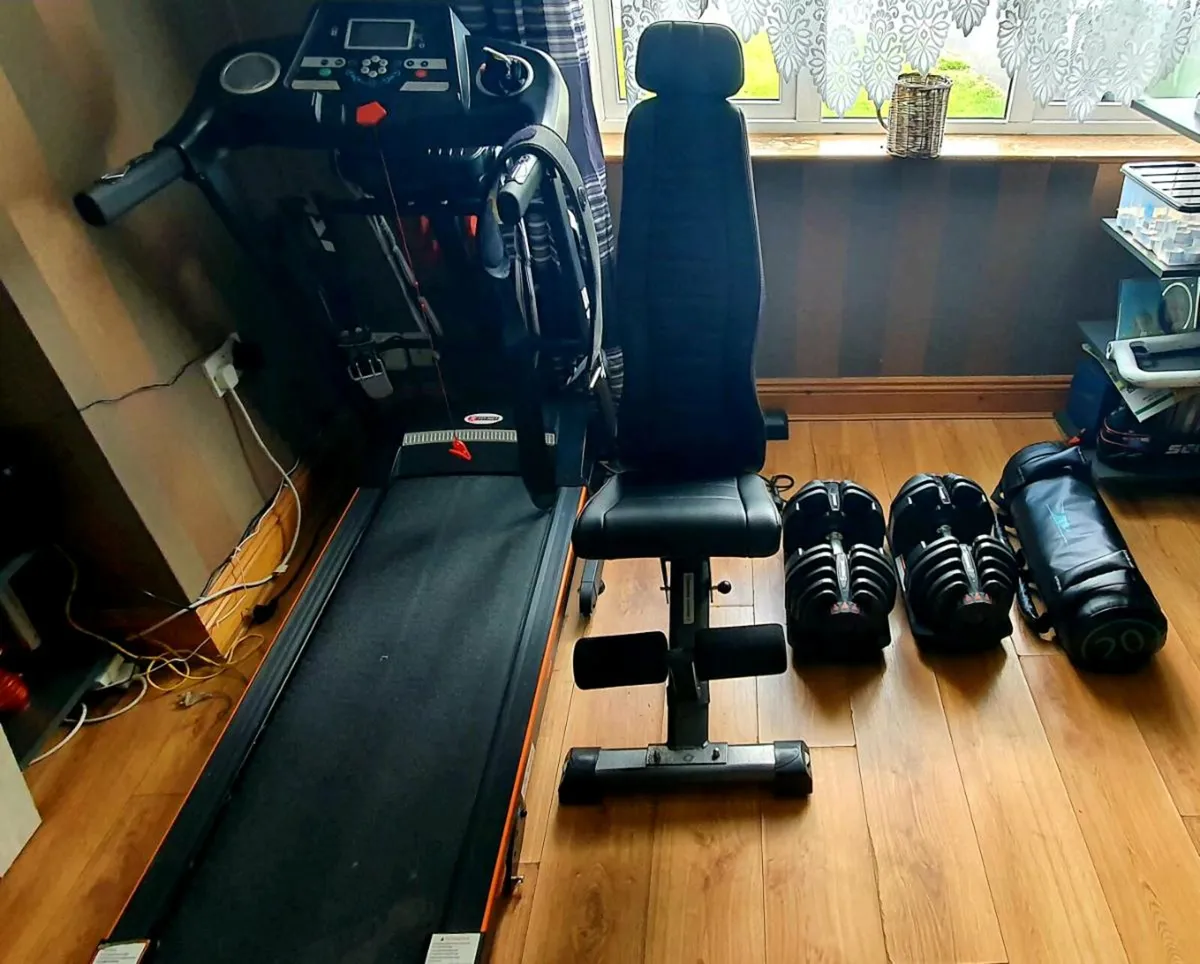 Treadmill, bench + weights - Image 1