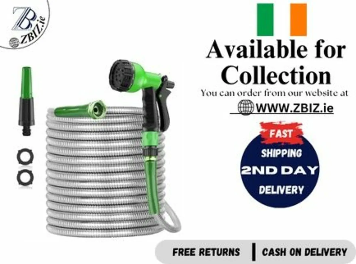 Hose Pipe 100ft Stainless Steel Heavy Duty Outdoor - Image 1