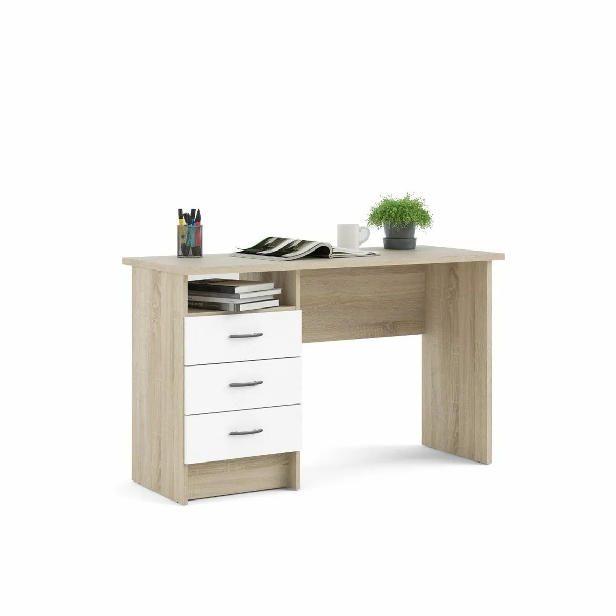 Zoe Desk Oak & White  120x50x72 - Image 3