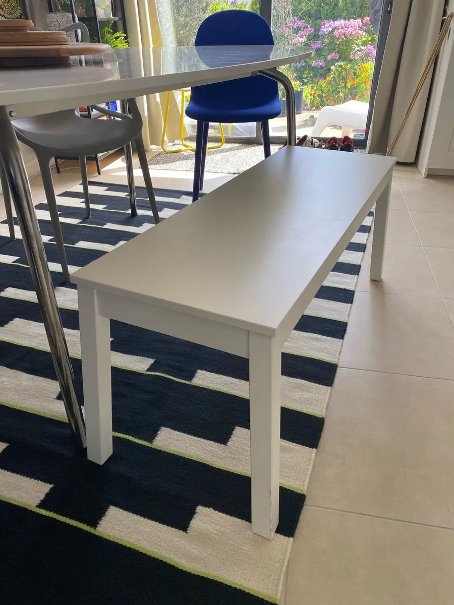 Dining benches, pair, both white - Image 1