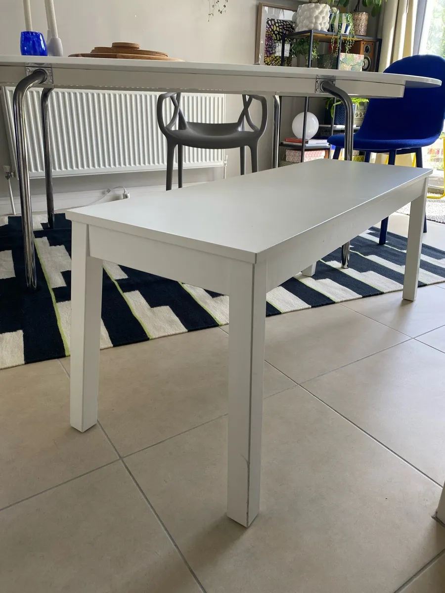 Dining benches, pair, both white - Image 3