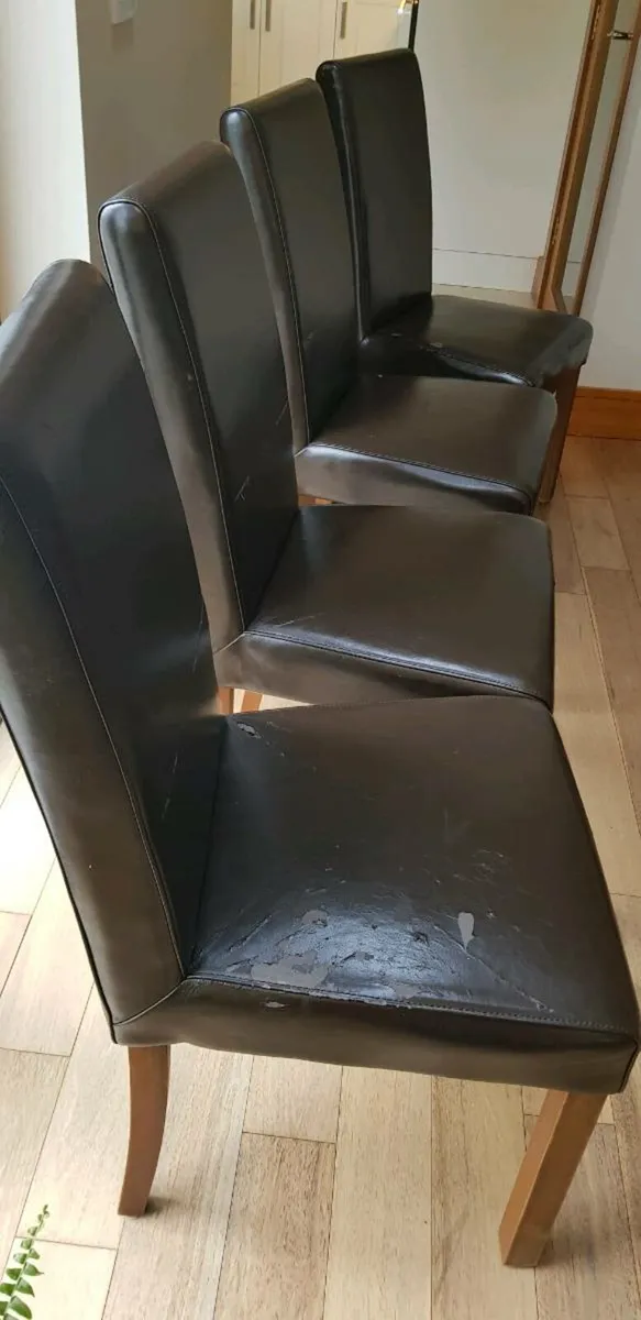 Brown Leather dining room chairs - Image 2