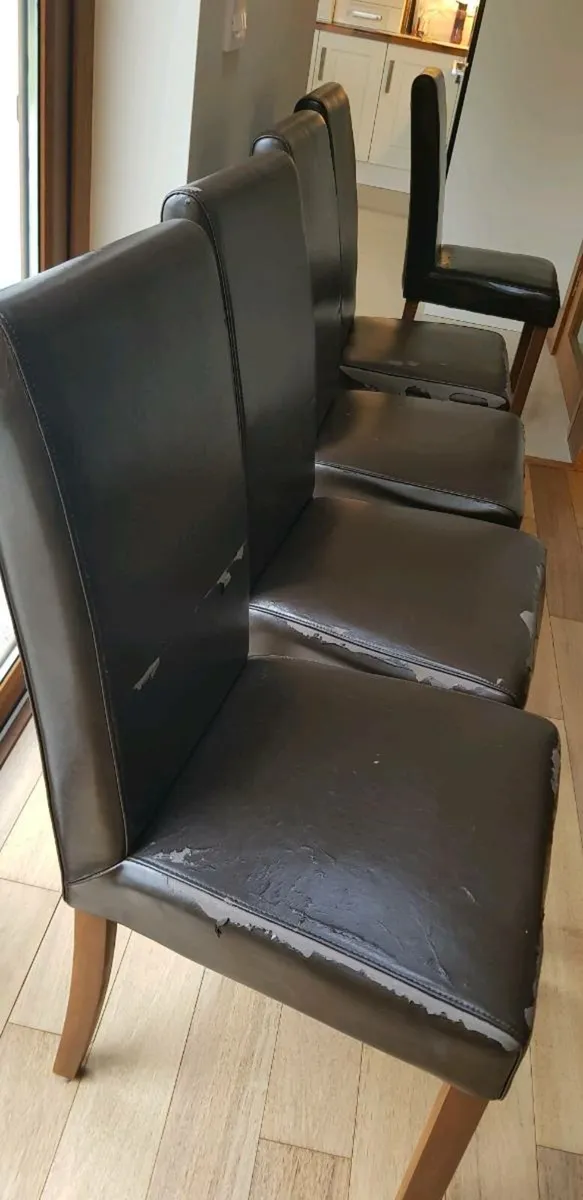 Brown Leather dining room chairs - Image 3