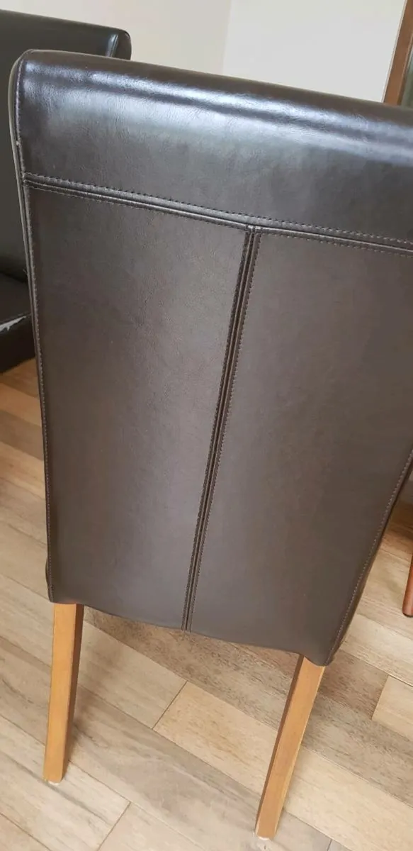 Brown Leather dining room chairs - Image 4