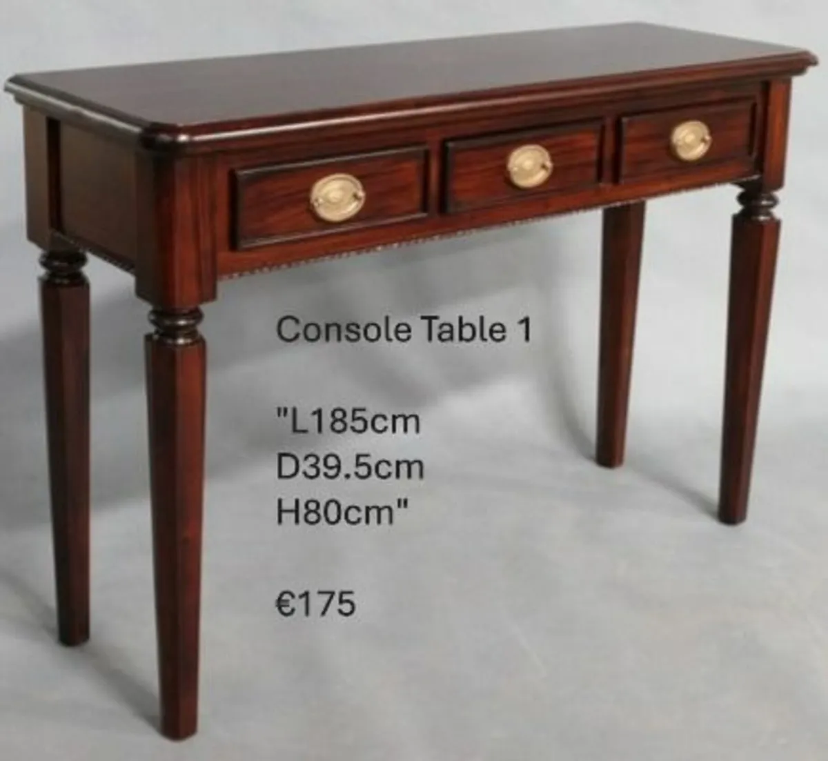 2 Solid Mahogany Console Tables - Image 2