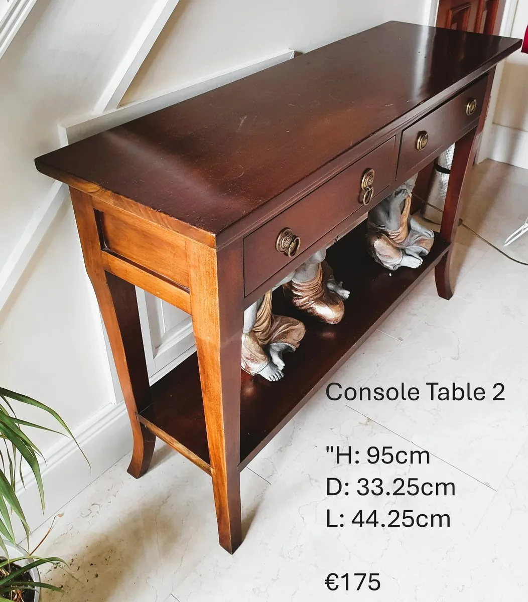 2 Solid Mahogany Console Tables - Image 1