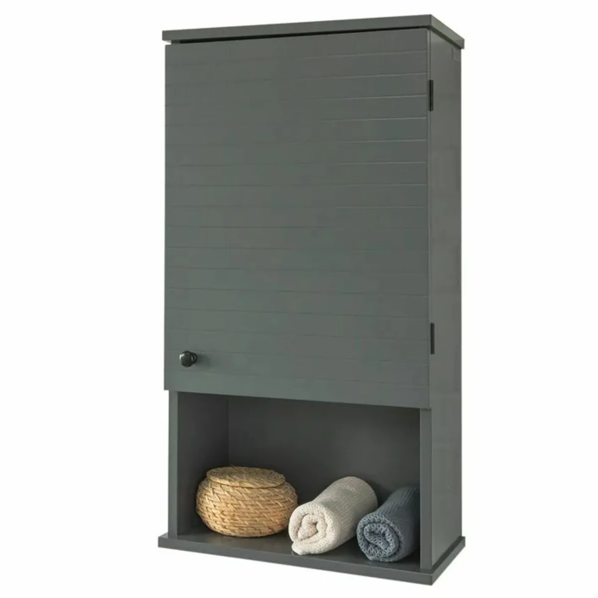 Modern Wall Cabinet with Adjustable Shelf Grey, Bl - Image 1