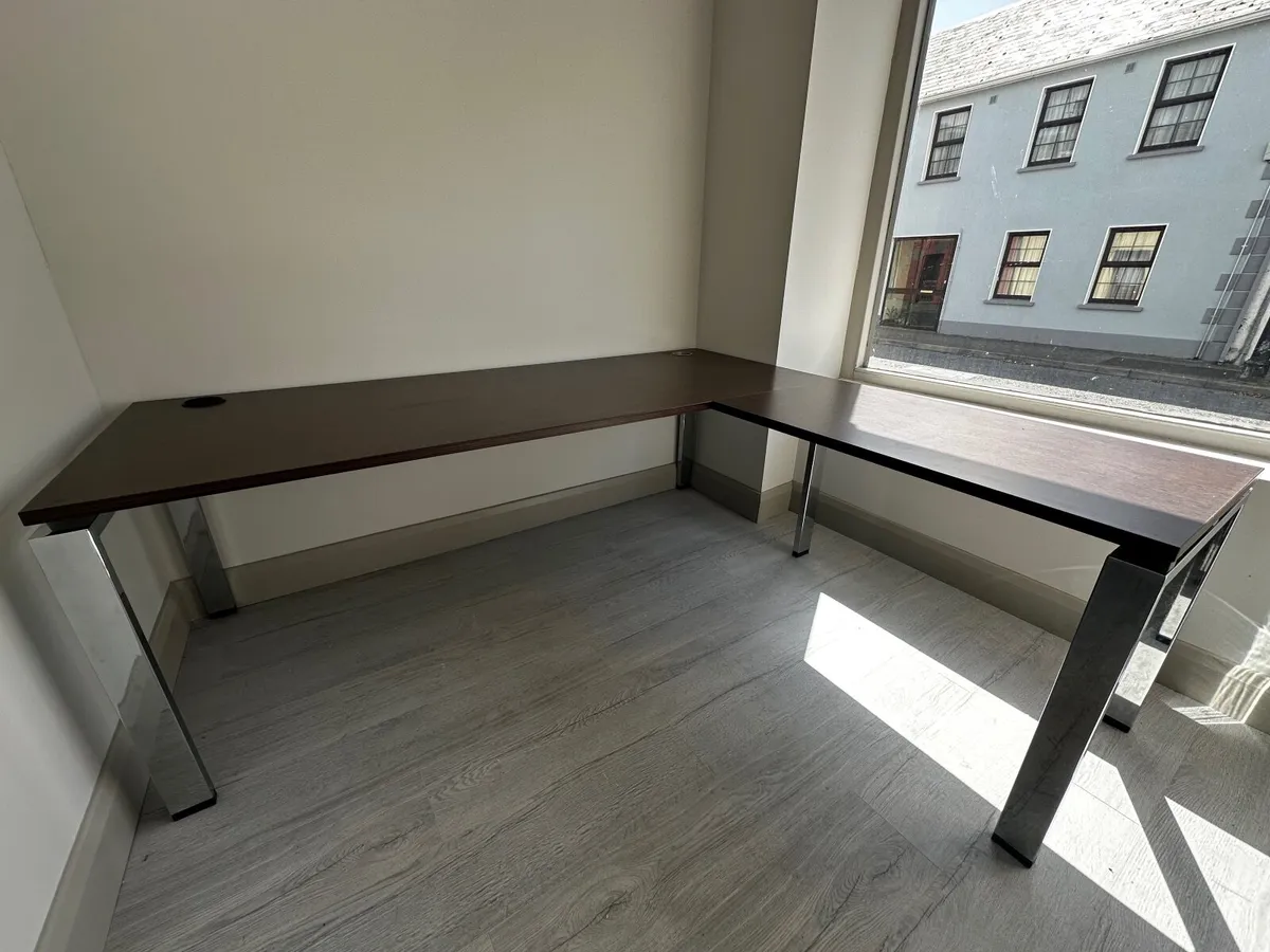 Chrome Walnut desk with corner extension - Image 2