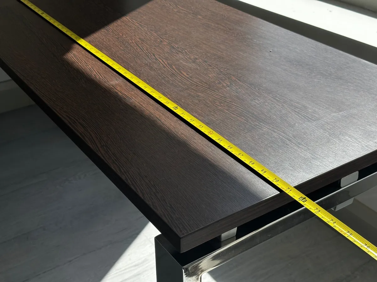 Chrome Walnut desk with corner extension - Image 3