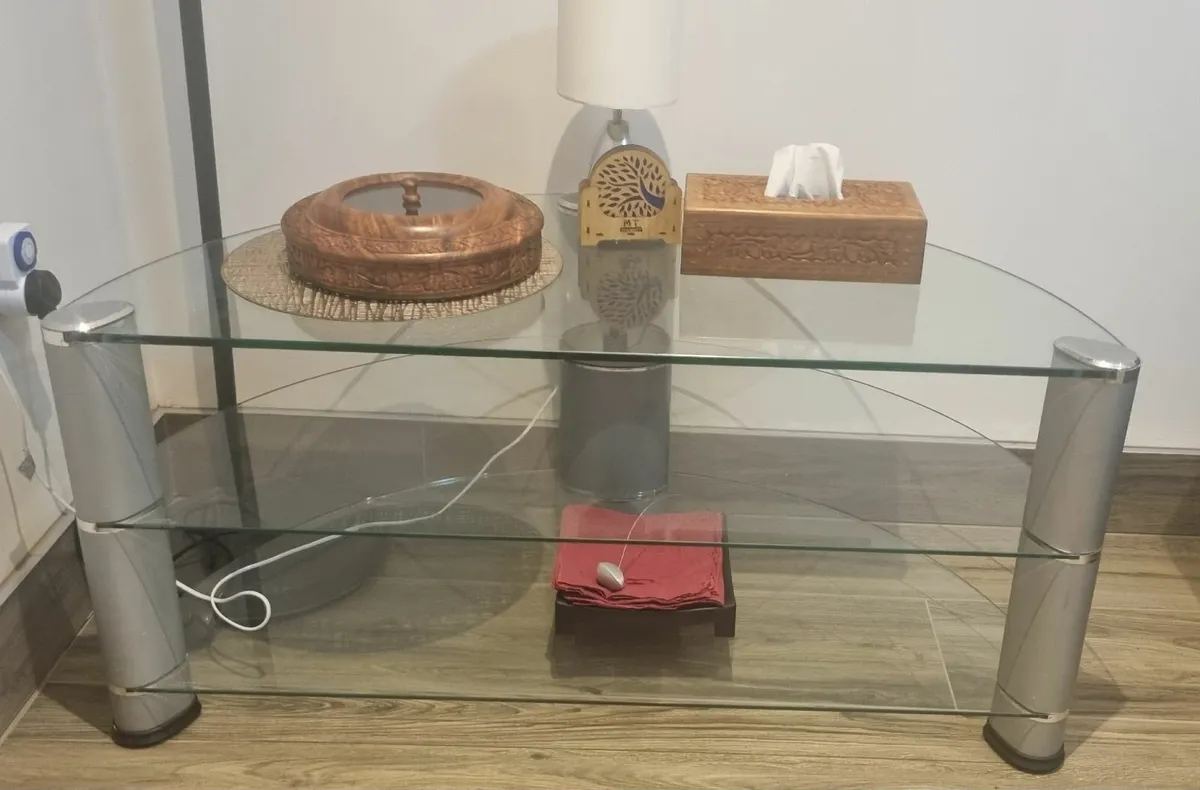 3 Tier Glass TV Table - Image 2