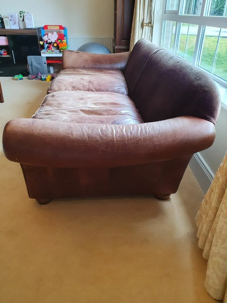 Genuine leather pillow-back couch / sofa - Image 3