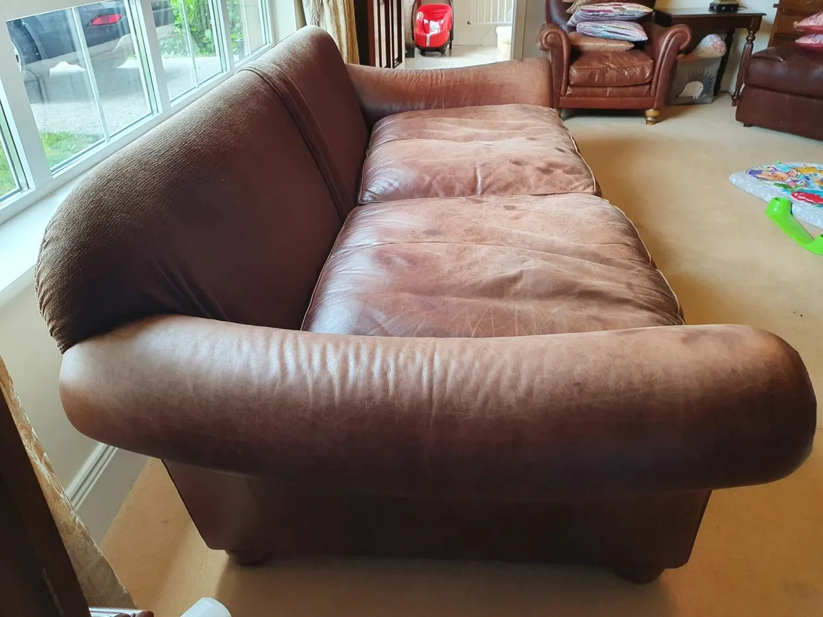 Genuine leather pillow-back couch / sofa - Image 4