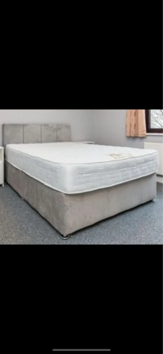Grey Fabric Double Bed with Mattress
