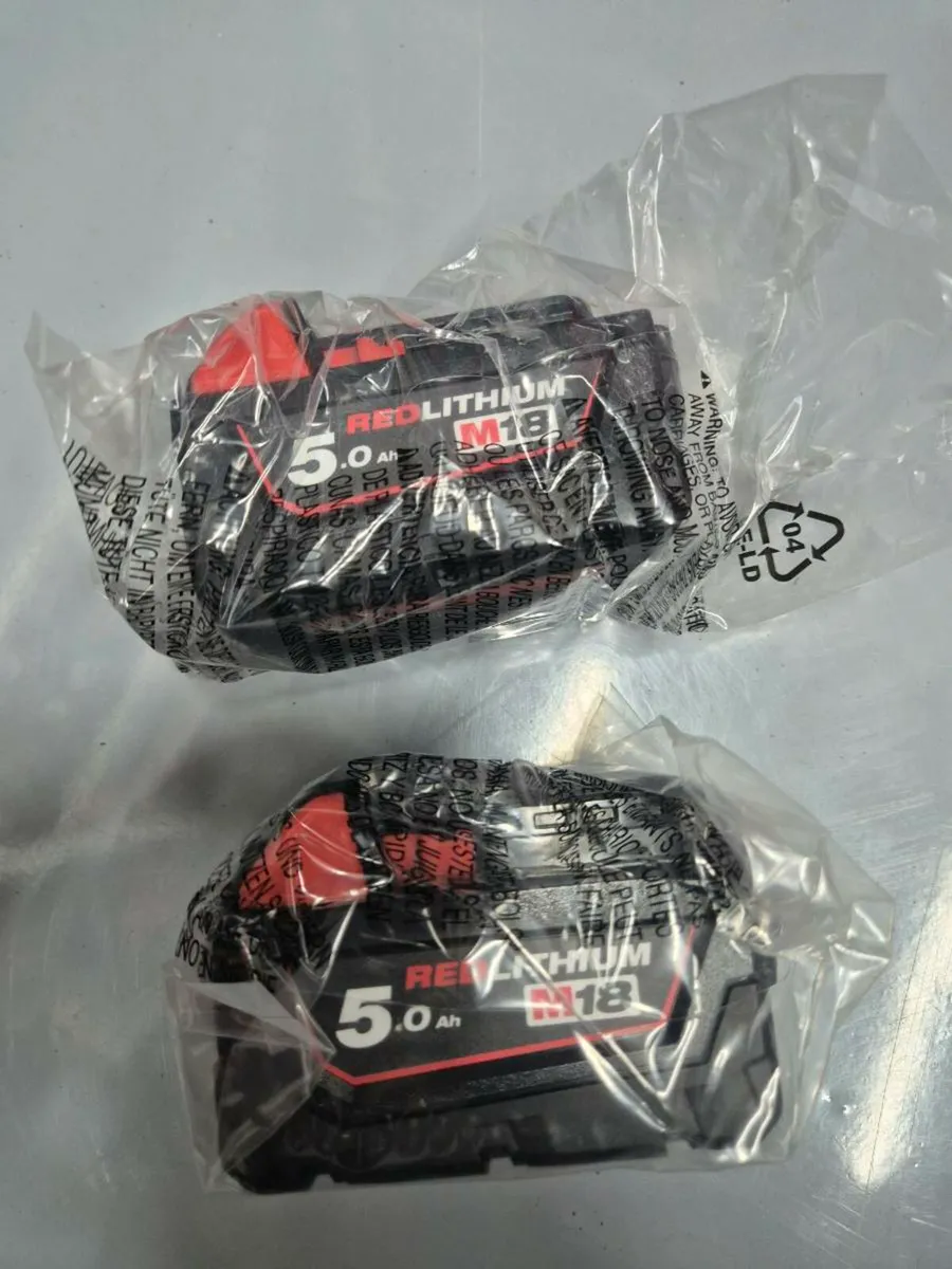 Milwaukee M18B5 5.0Ah Batteries x2 - Image 1