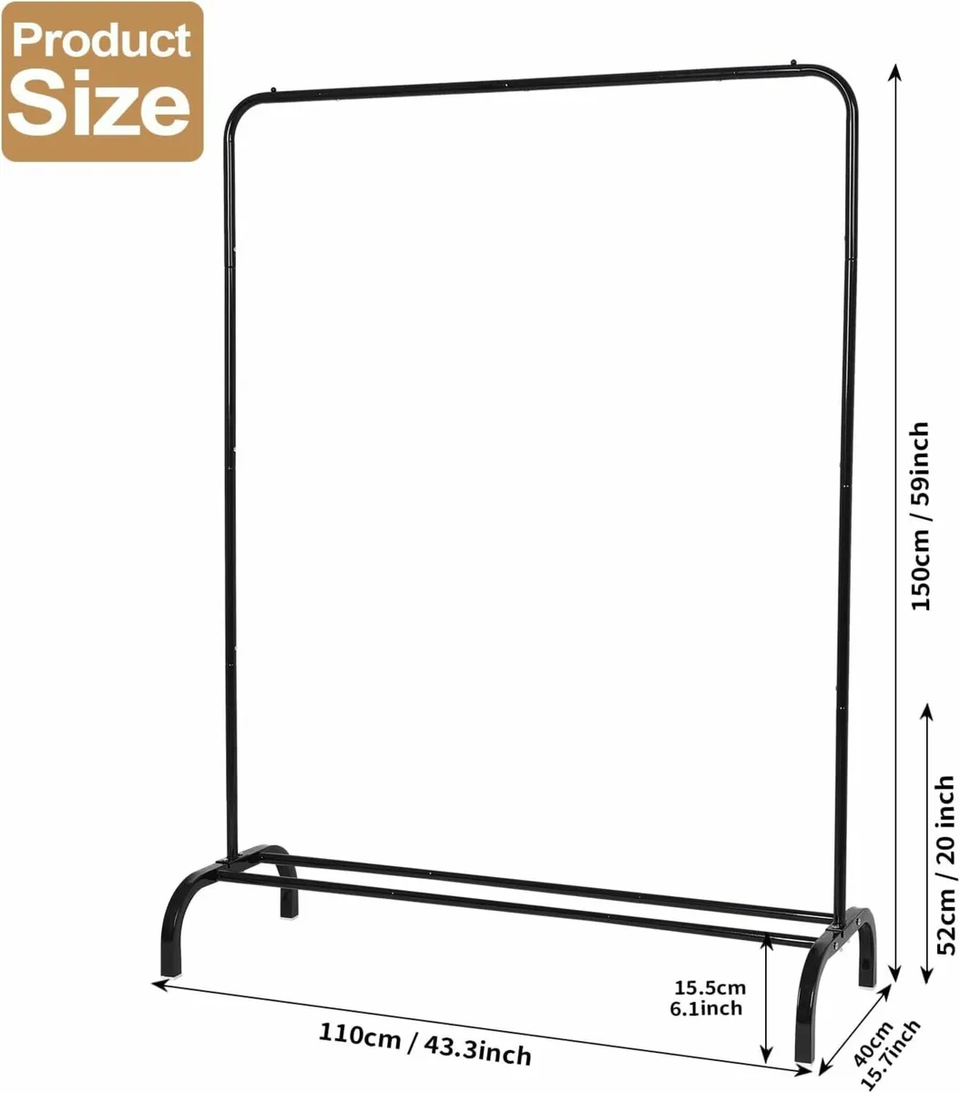 Metal Clothing Rack Garment Closet Heavy Duty - Image 2