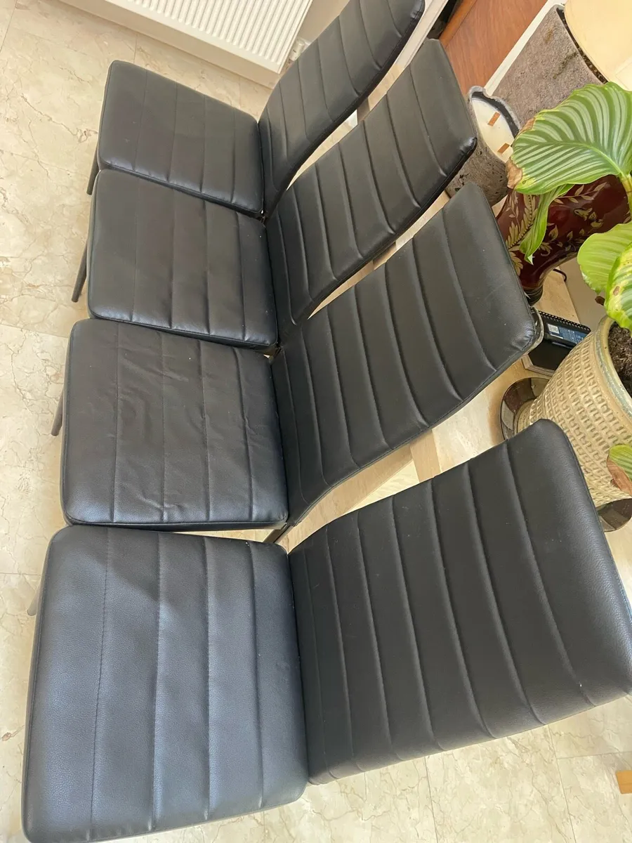 4 x Lightweight Black Leather Kitchen Dining Chair - Image 2