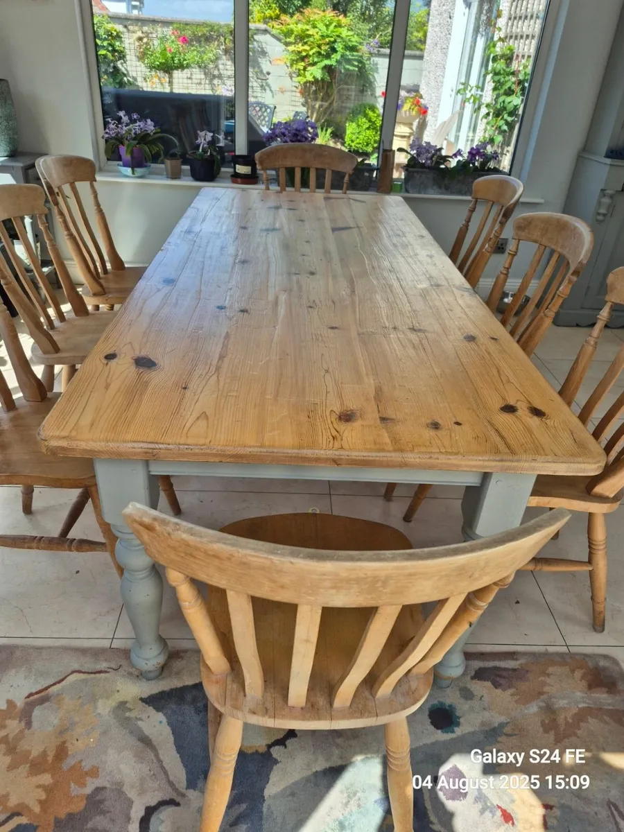 Pine Table with 8 Chairs - Image 1
