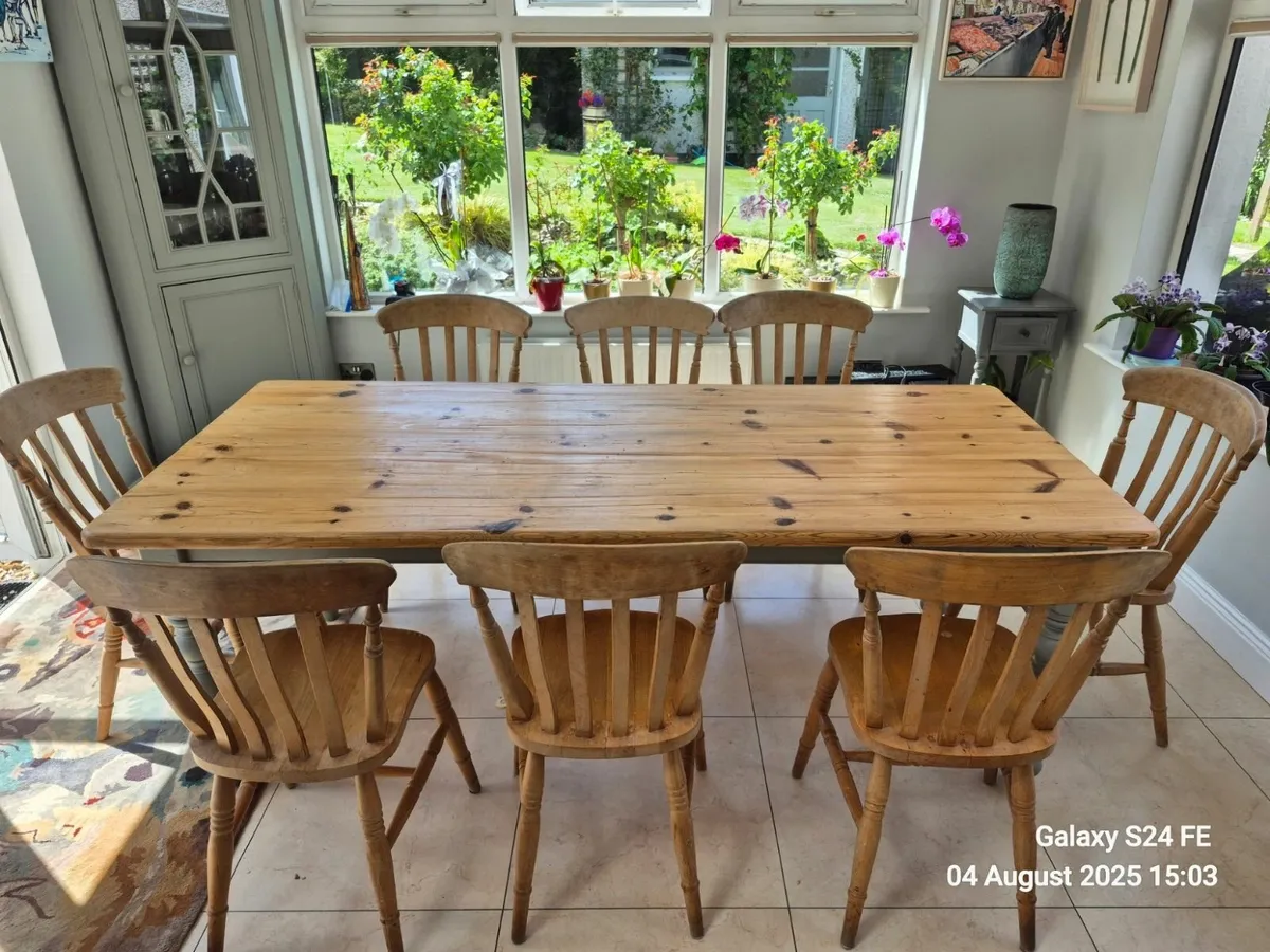 Pine Table with 8 Chairs - Image 2