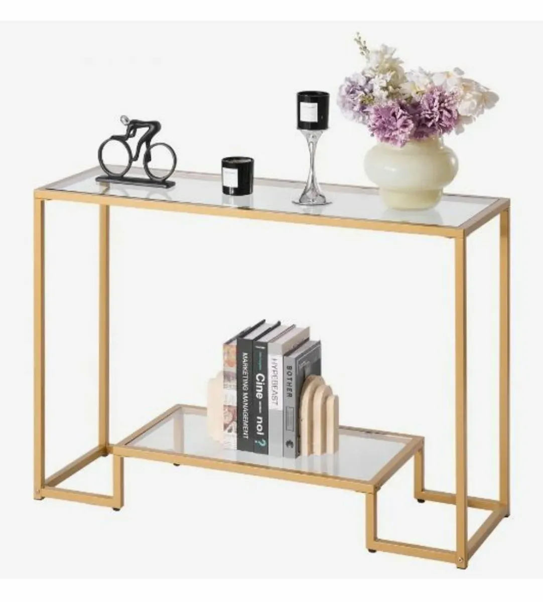 2-Tier Glass Console Table Rectangle - Image 1
