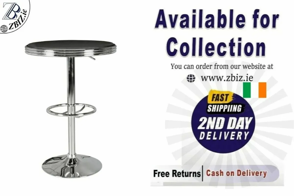 Bar Table with Leather Top & Footrest Adjust - Image 1