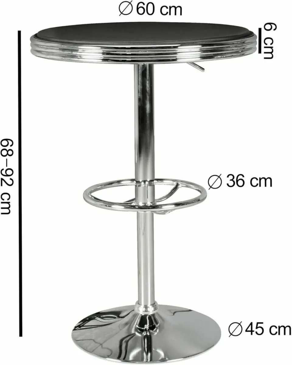 Bar Table with Leather Top & Footrest Adjust - Image 3